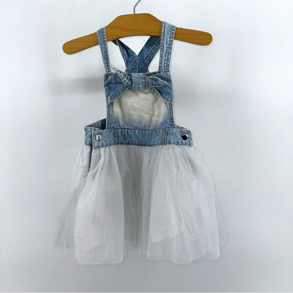 Mayoral Denim and White Tulle Baby Toddler Girls Overalls Dress Jumper
